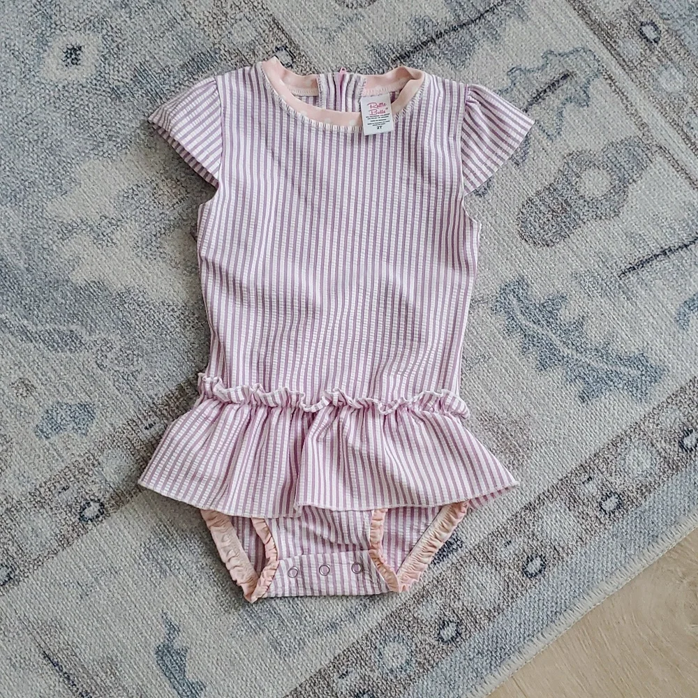 Ruffle Butts Toddler Girls Peplum Seersucker Skirt One Piece Swimsuit Sz2T
